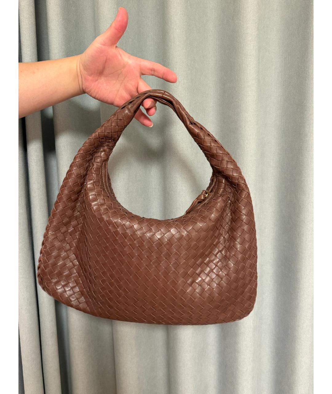 BOTTEGA VENETA Коричневая кожаная сумка через плечо, фото 4