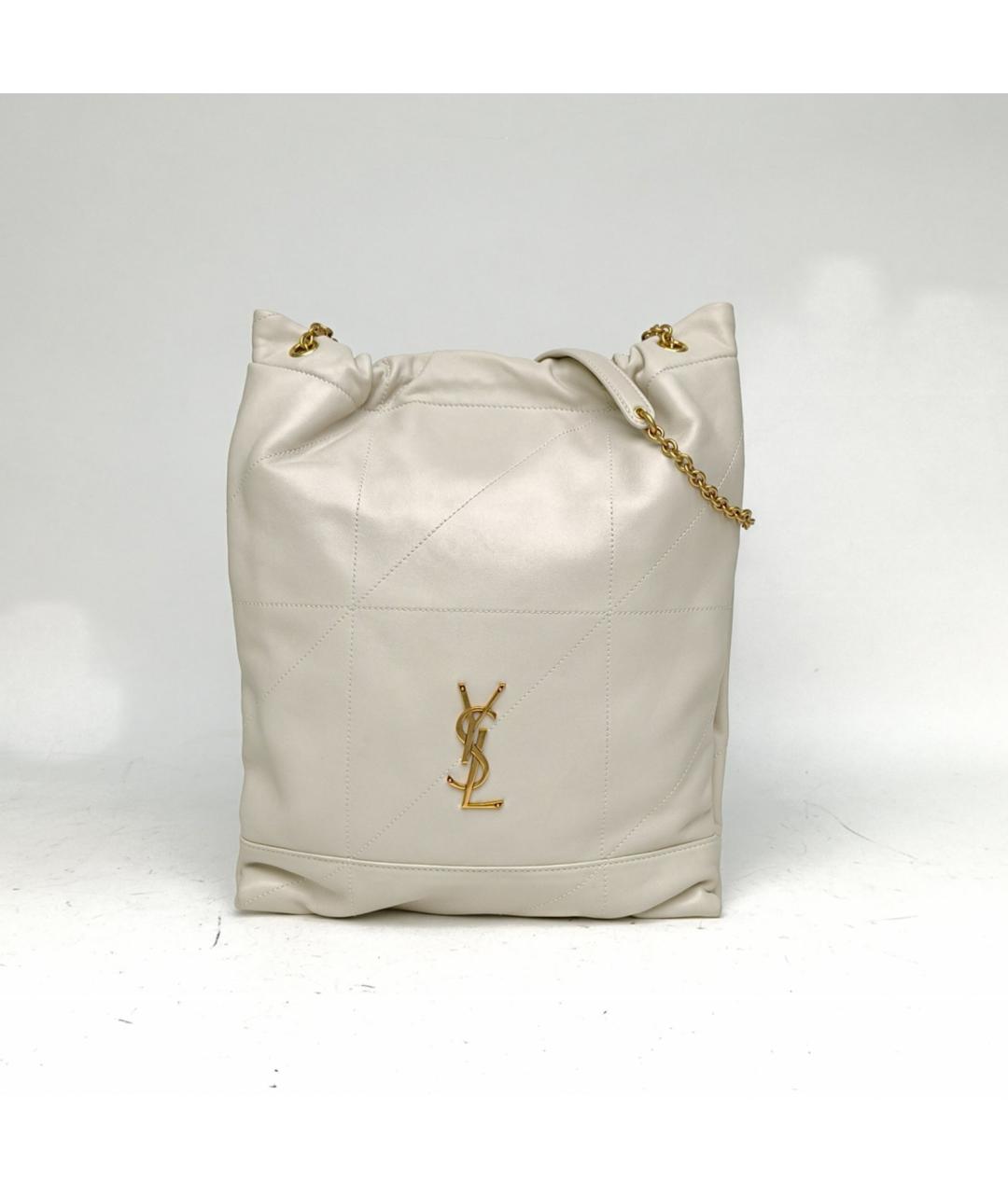 SAINT LAURENT Белая кожаная сумка через плечо, фото 2