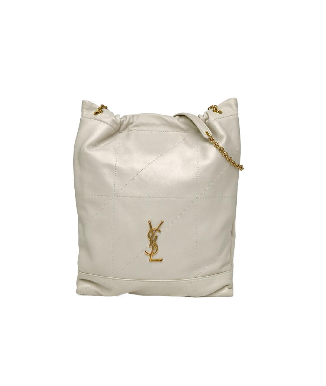 SAINT LAURENT Белая кожаная сумка через плечо, фото 10