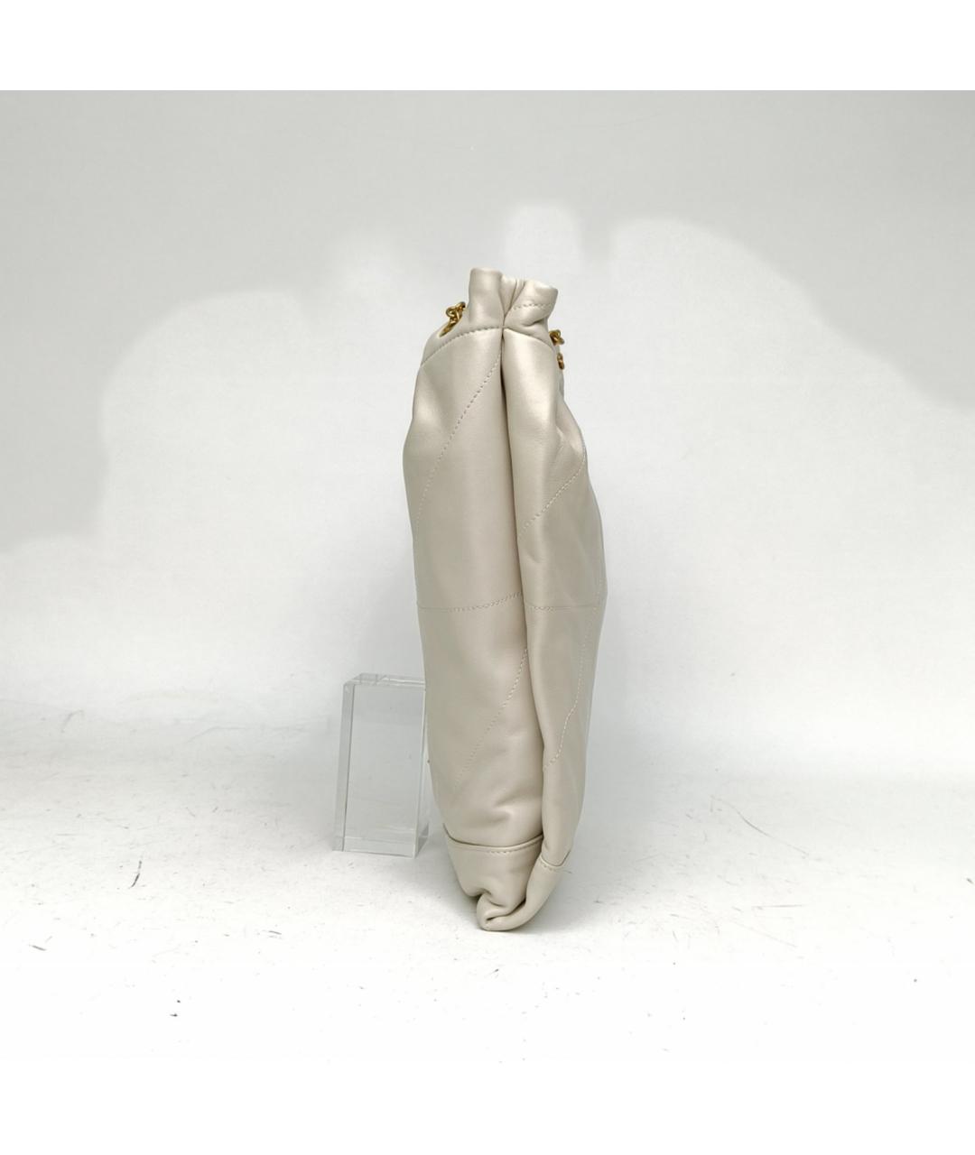 SAINT LAURENT Белая кожаная сумка через плечо, фото 3