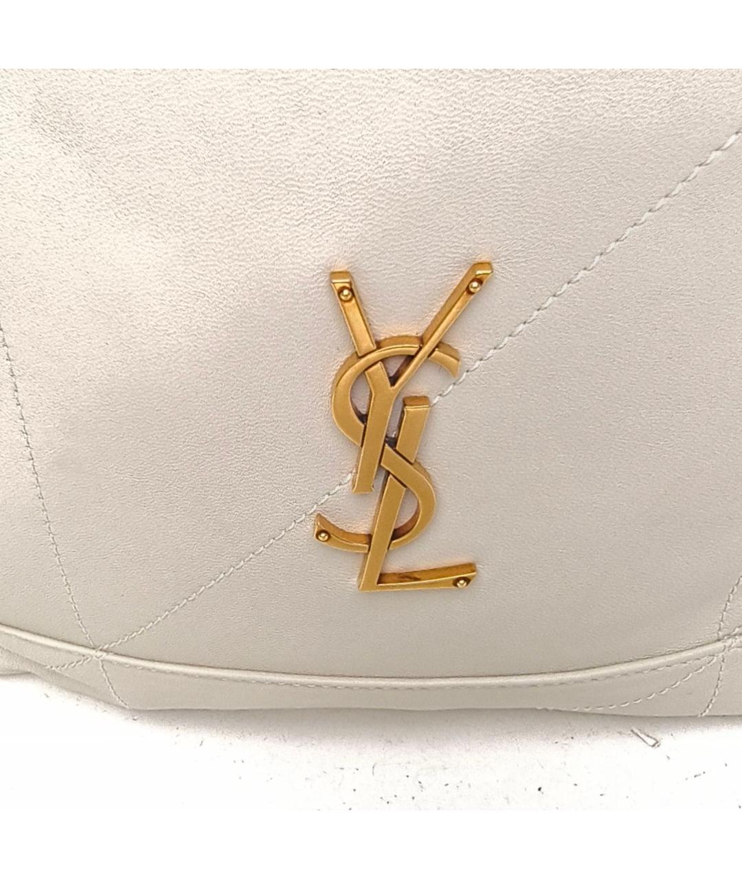 SAINT LAURENT Белая кожаная сумка через плечо, фото 7