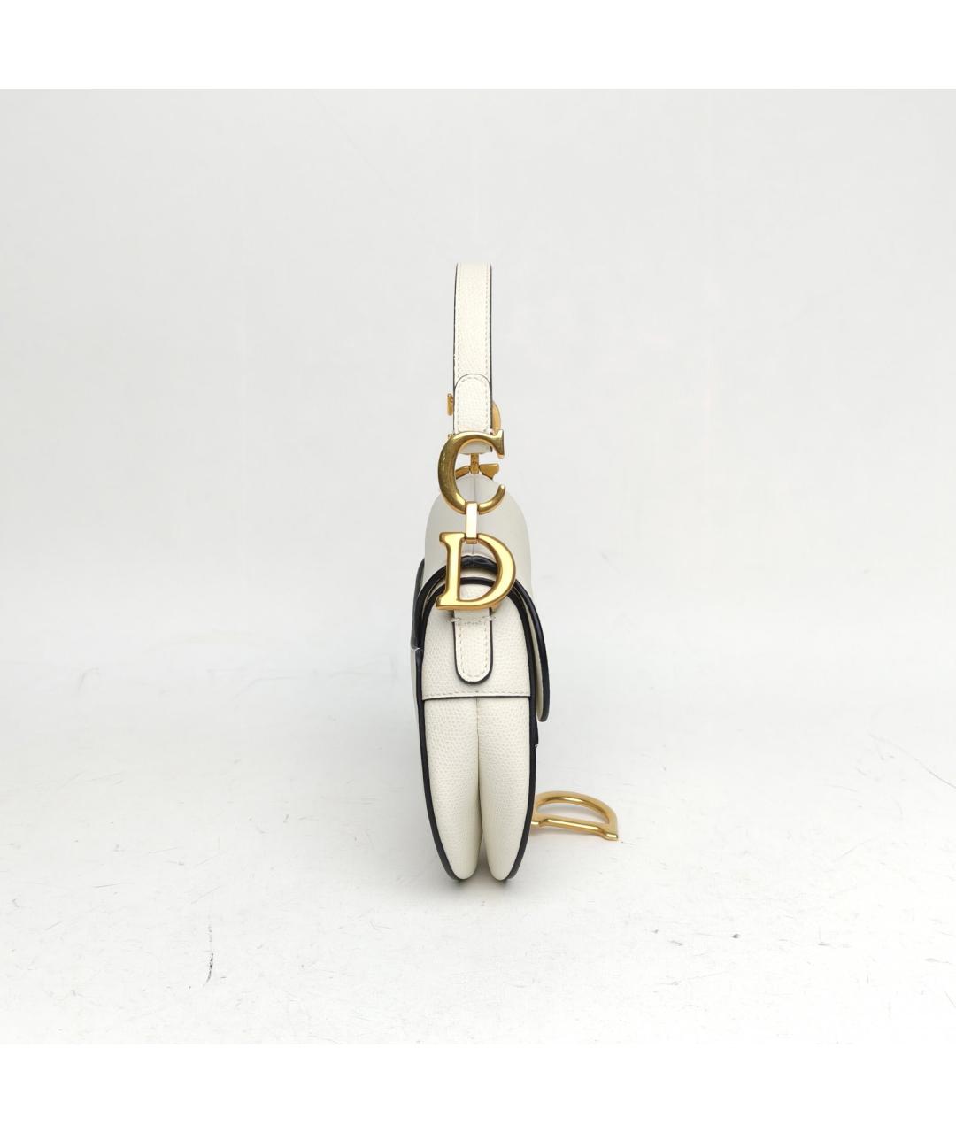 CHRISTIAN DIOR Белая кожаная сумка через плечо, фото 5