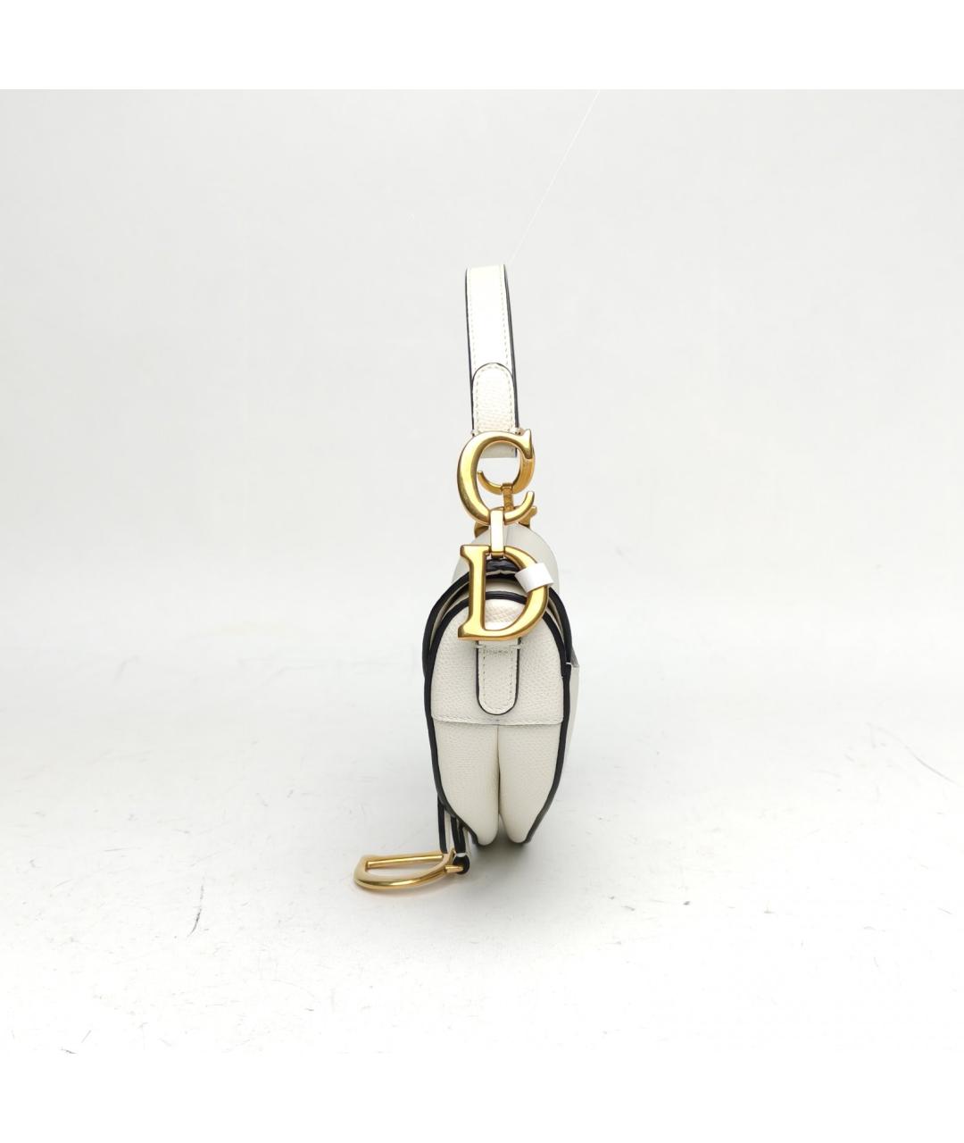 CHRISTIAN DIOR Белая кожаная сумка через плечо, фото 3