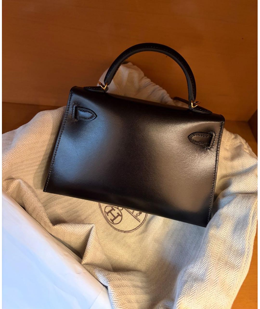 HERMES Черная кожаная сумка с короткими ручками, фото 2