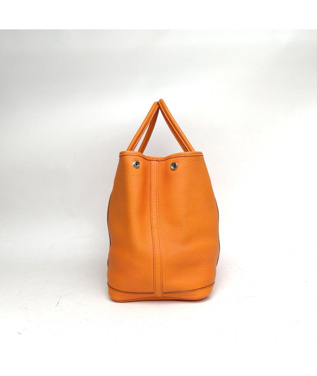 HERMES Оранжевая кожаная сумка с короткими ручками, фото 3