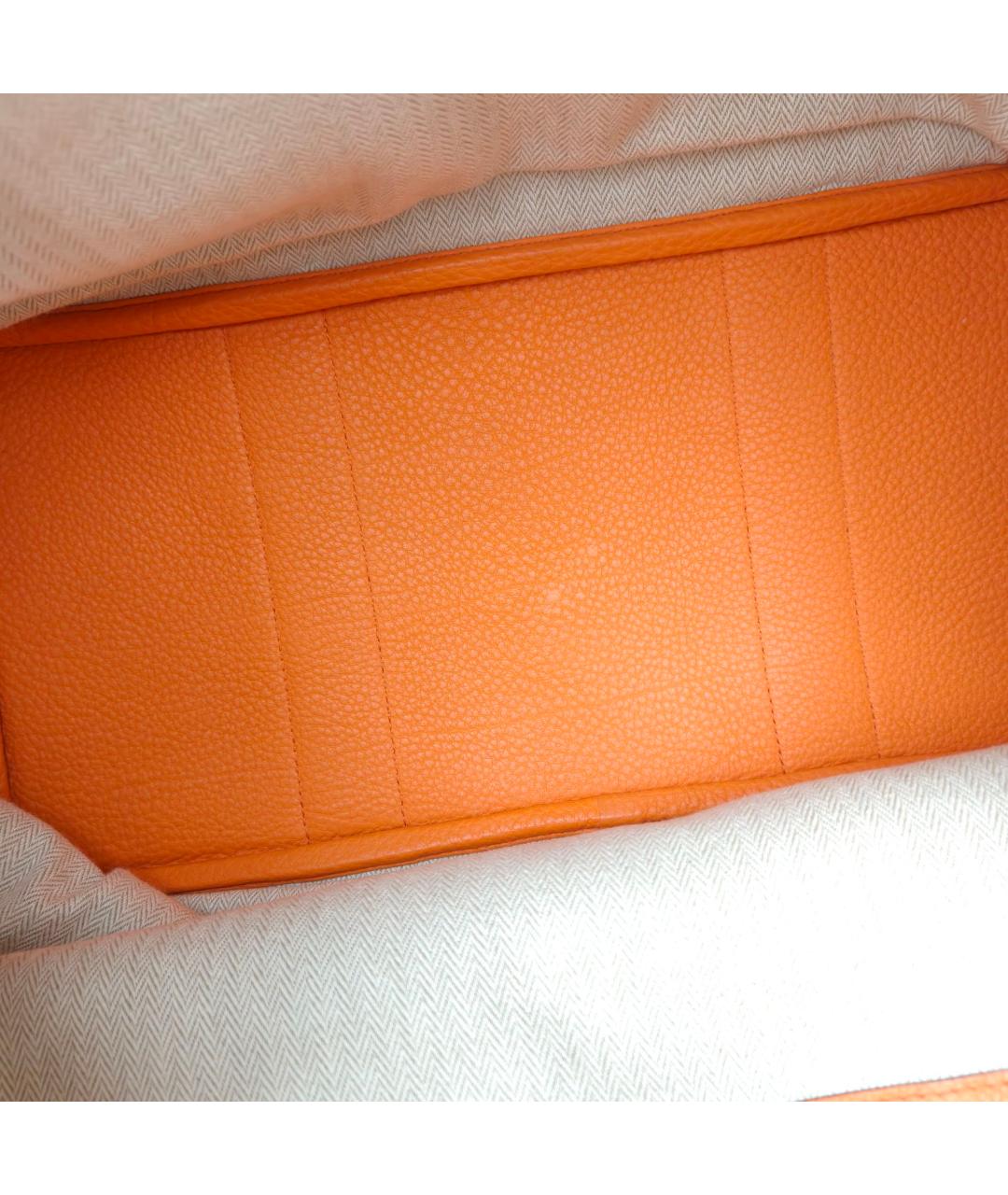 HERMES Оранжевая кожаная сумка с короткими ручками, фото 7