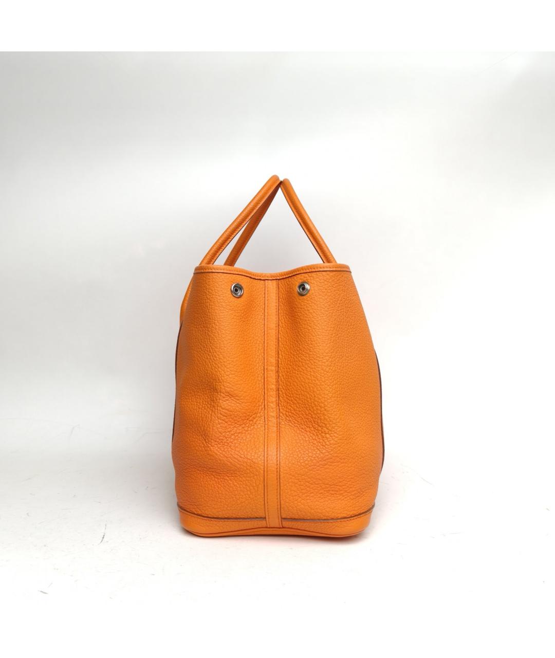 HERMES Оранжевая кожаная сумка с короткими ручками, фото 5