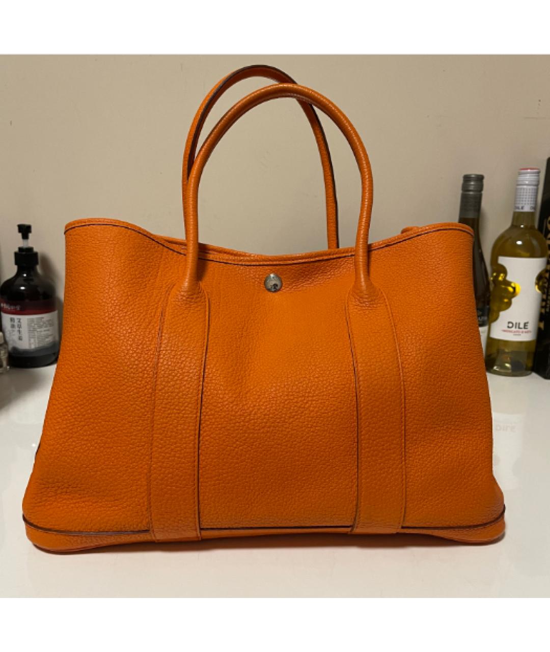 HERMES Оранжевая кожаная сумка с короткими ручками, фото 9