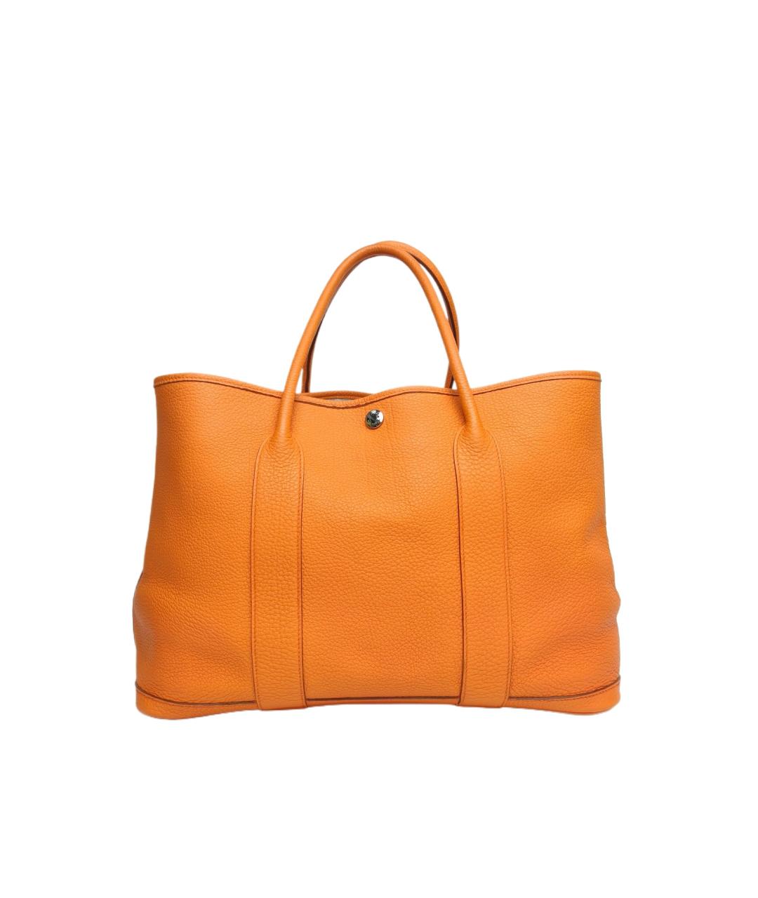 HERMES Оранжевая кожаная сумка с короткими ручками, фото 10