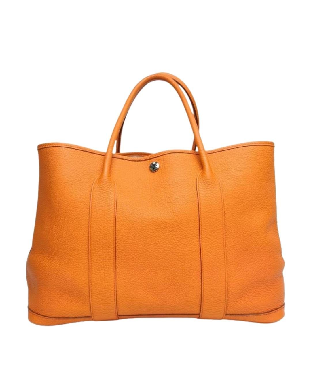 HERMES Оранжевая кожаная сумка с короткими ручками, фото 1