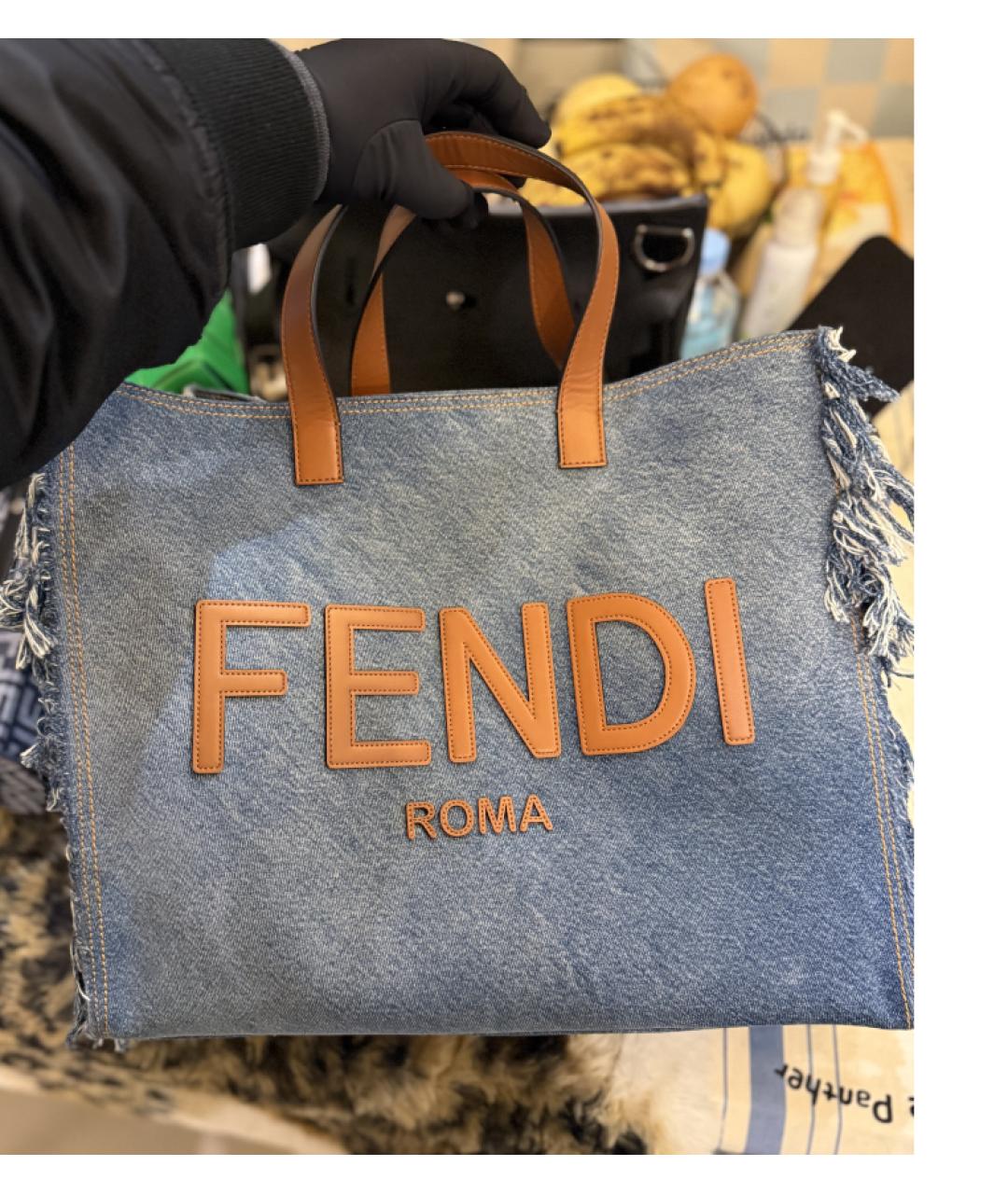 FENDI Синяя деним сумка через плечо, фото 9