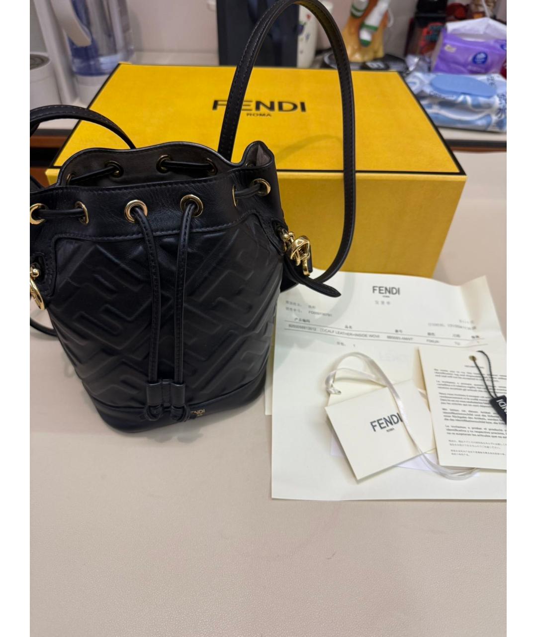 FENDI Черная кожаная сумка через плечо, фото 4