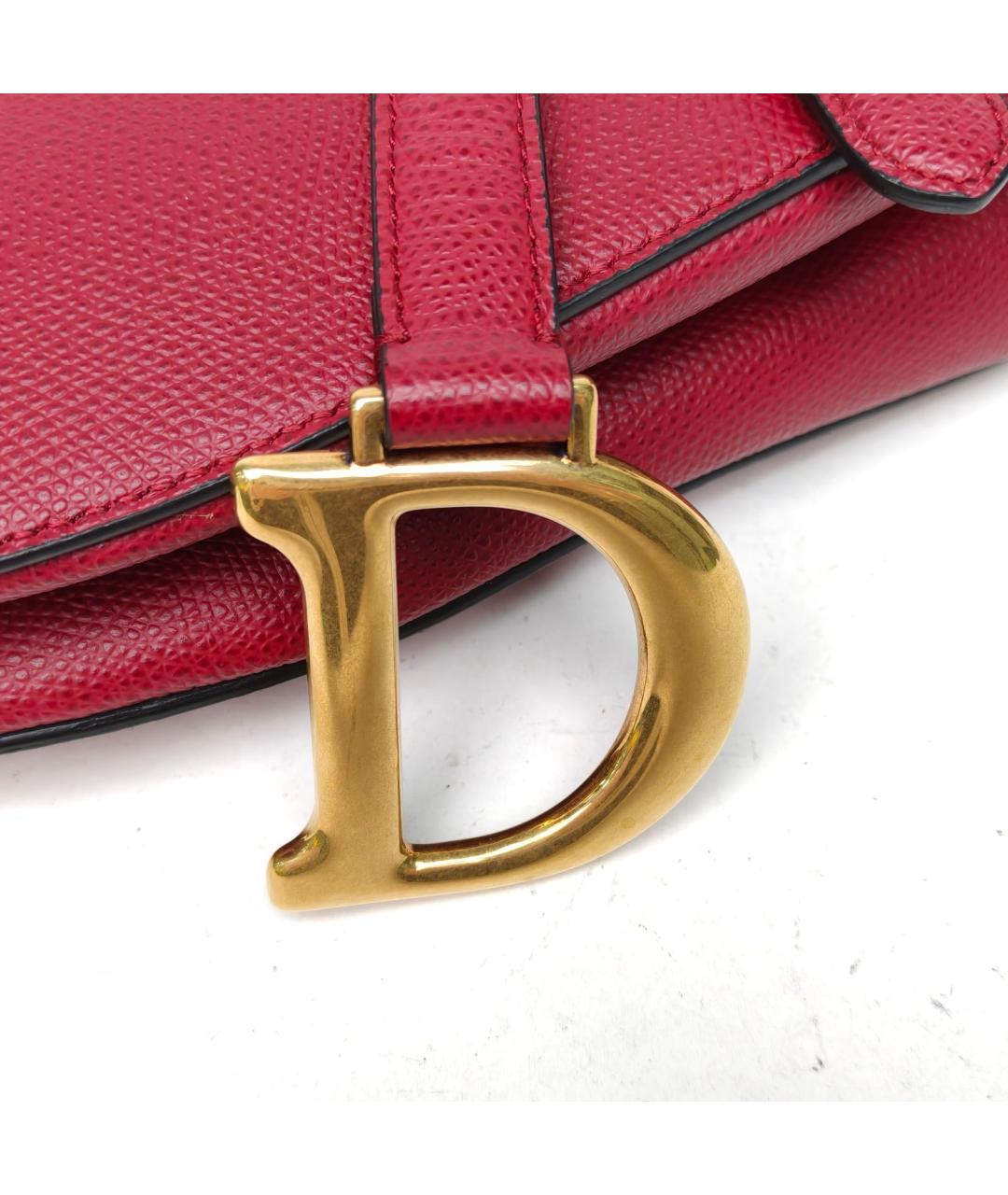 CHRISTIAN DIOR Красная кожаная сумка через плечо, фото 7