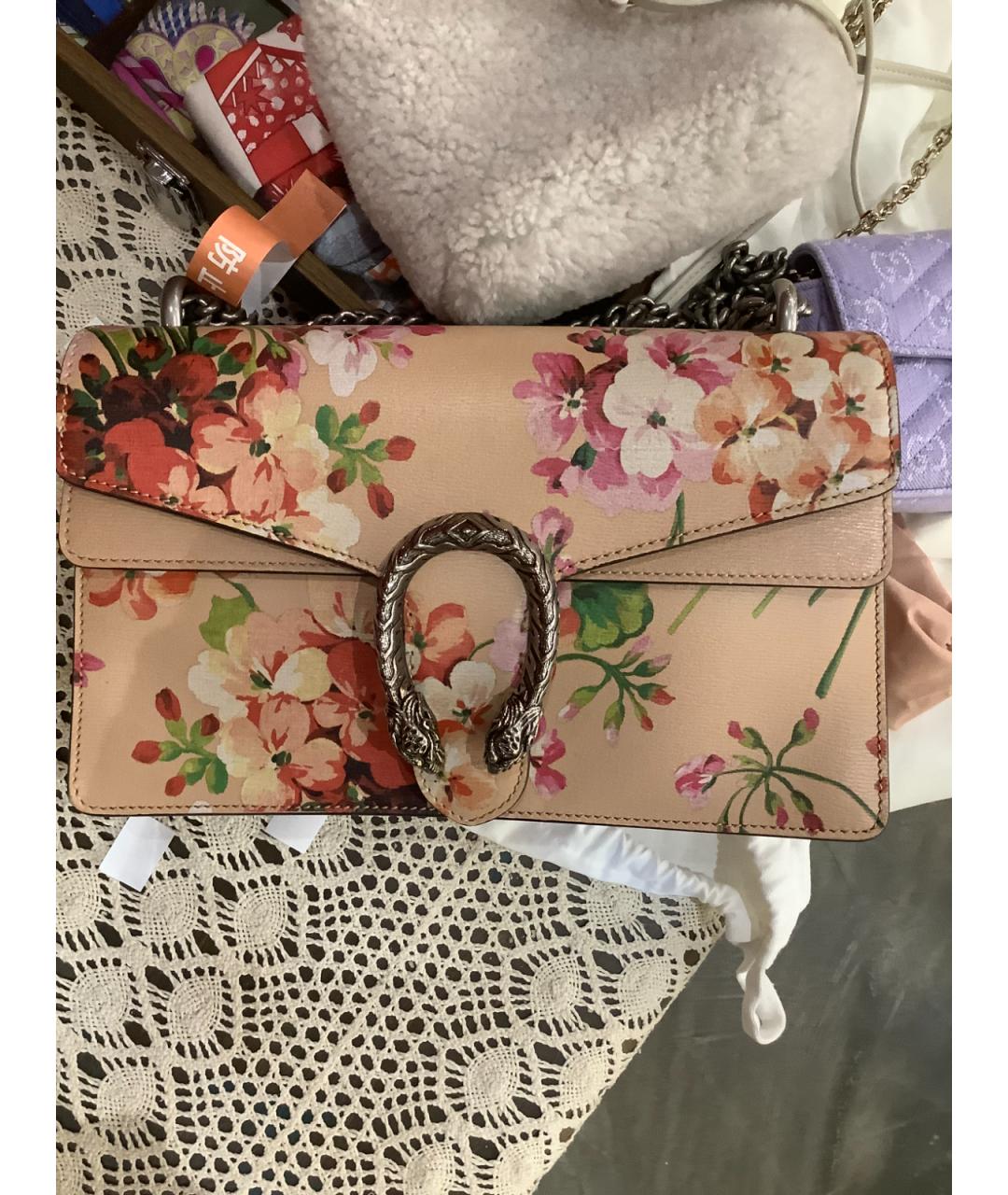 GUCCI Розовая кожаная сумка через плечо, фото 9