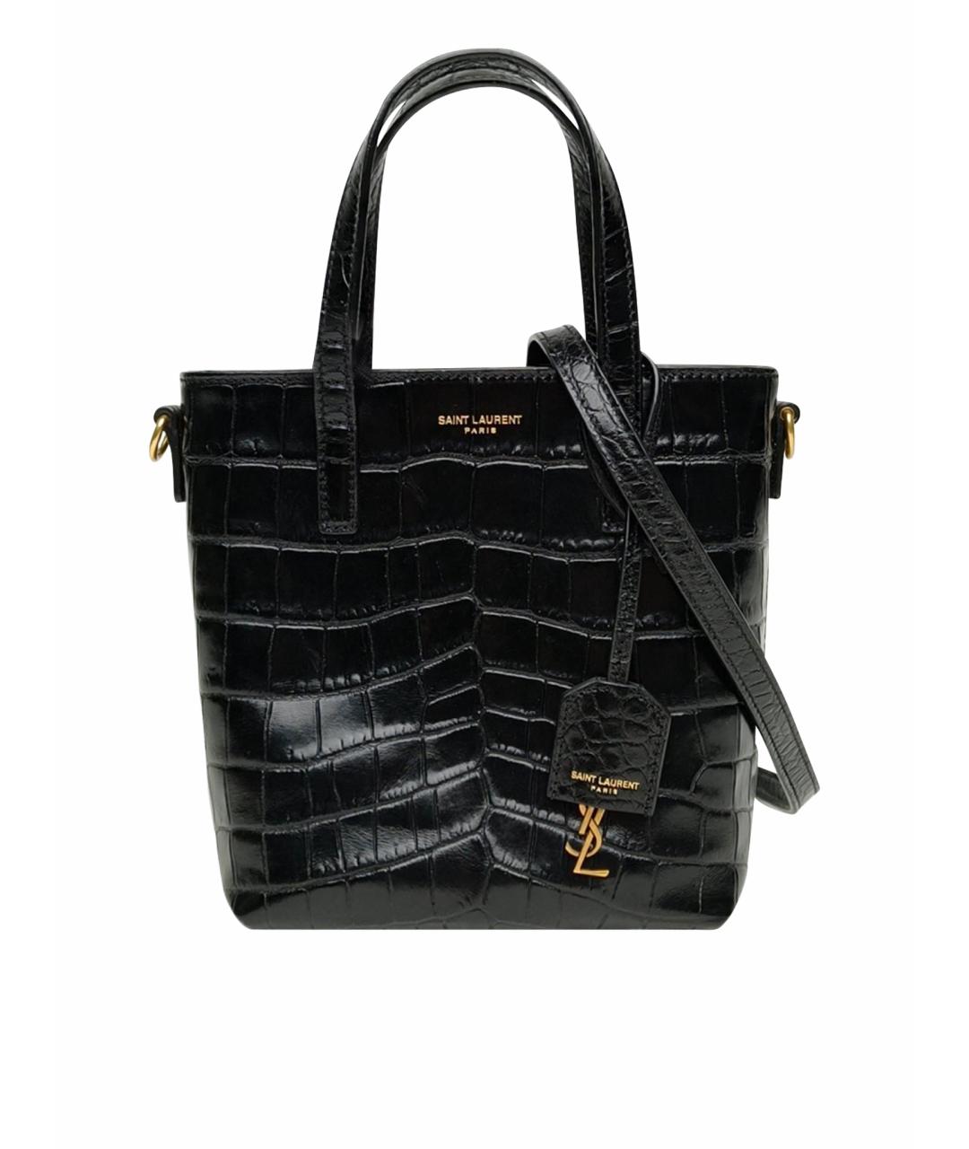 SAINT LAURENT Черная кожаная сумка через плечо, фото 1