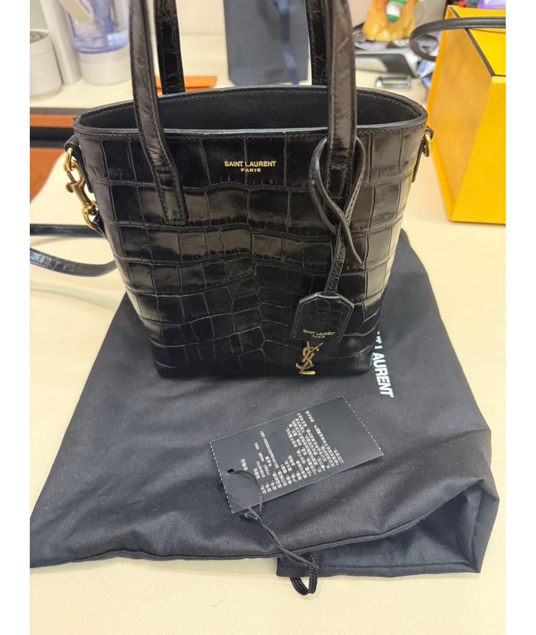 SAINT LAURENT Черная кожаная сумка через плечо, фото 5