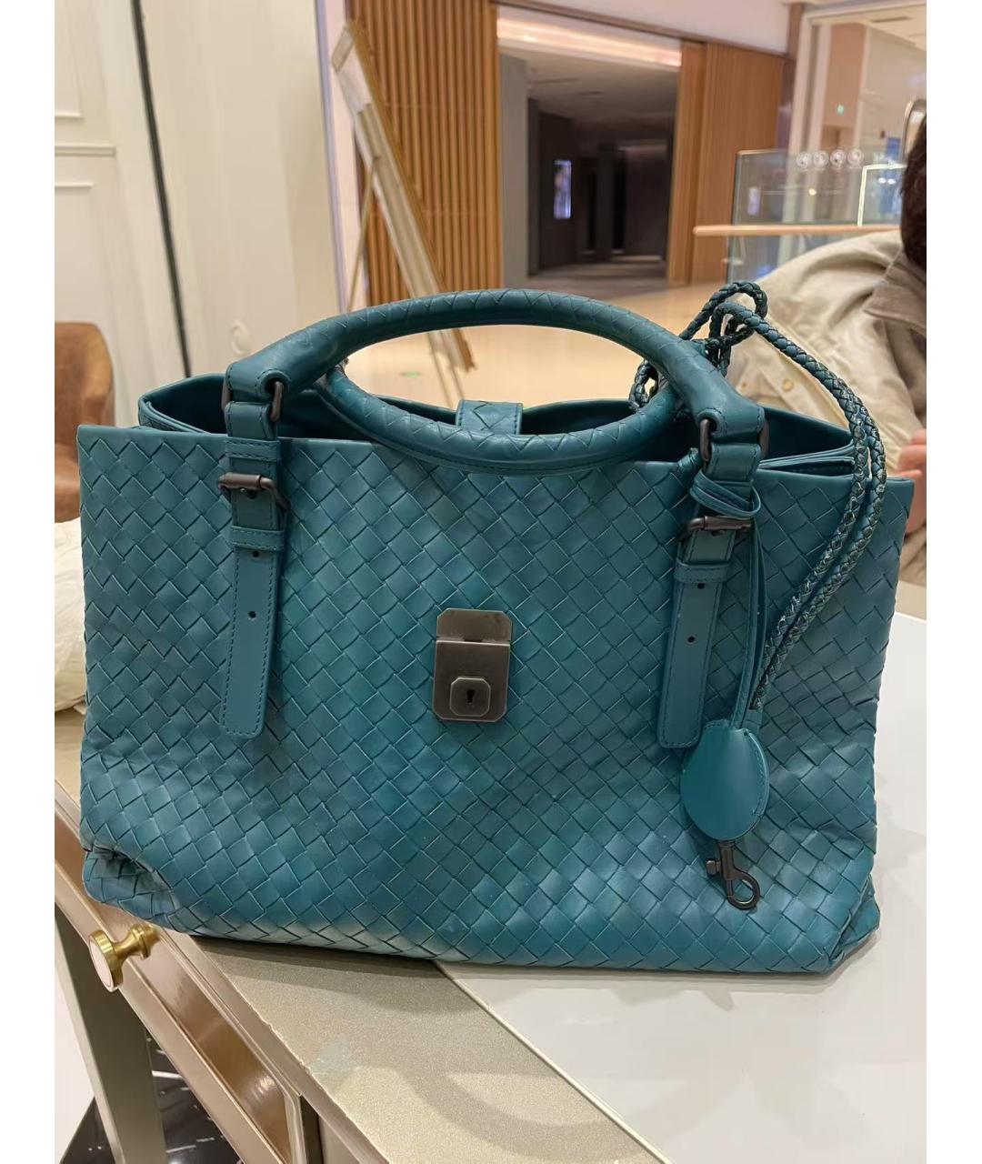 BOTTEGA VENETA Бирюзовая кожаная сумка через плечо, фото 8