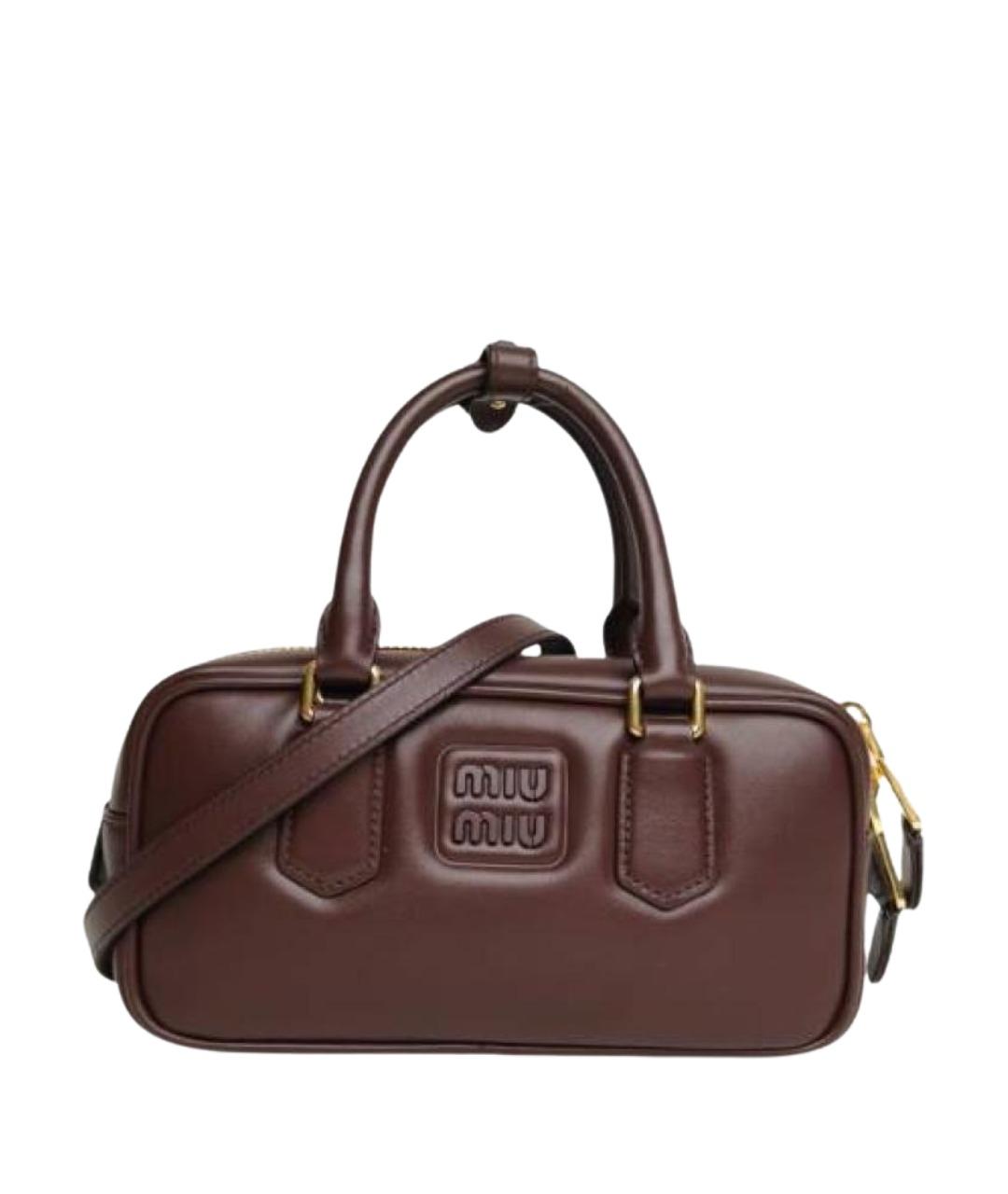 MIU MIU Коричневая кожаная сумка через плечо, фото 1