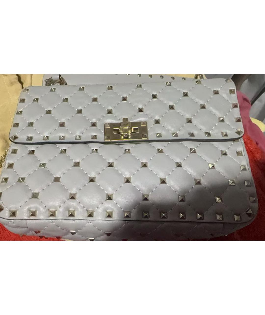 VALENTINO Серая кожаная сумка через плечо, фото 7