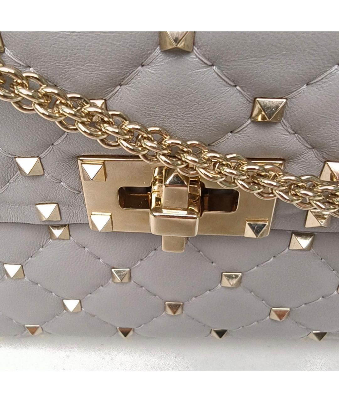 VALENTINO Серая кожаная сумка через плечо, фото 5