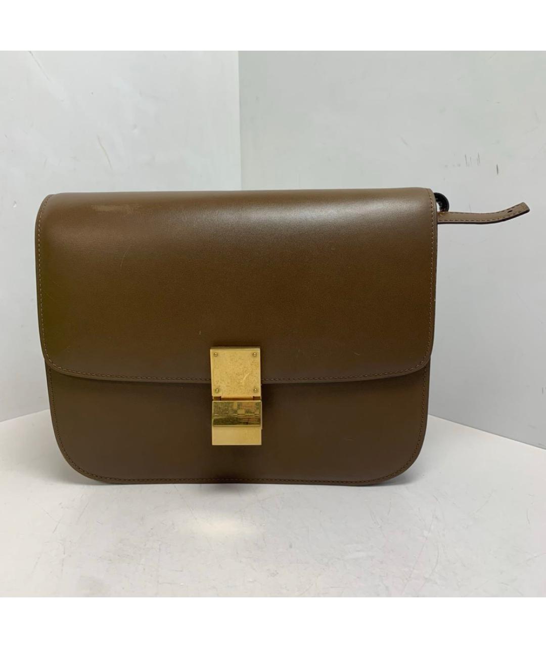 CELINE Коричневая кожаная сумка через плечо, фото 9