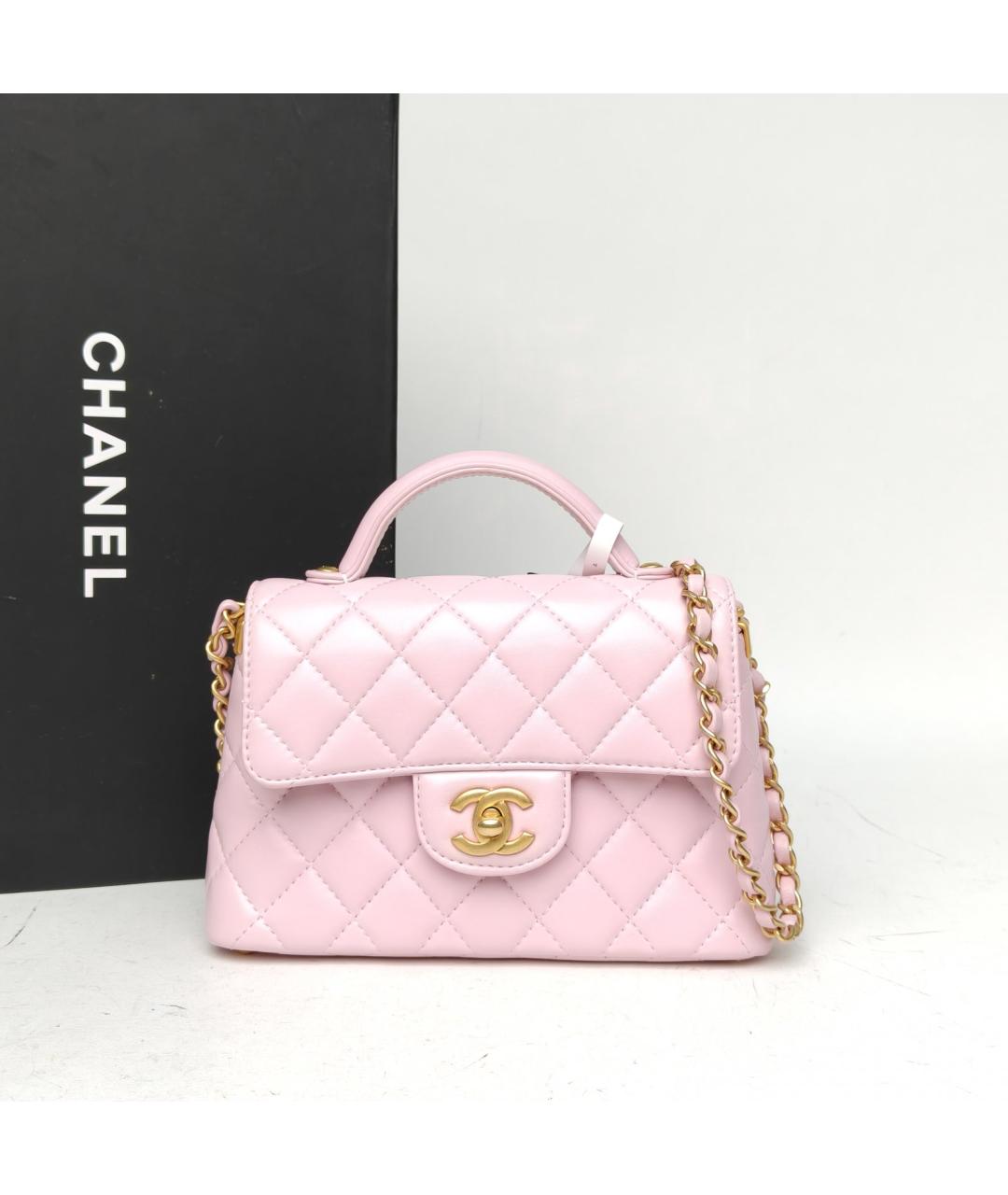CHANEL Розовая кожаная сумка через плечо, фото 9