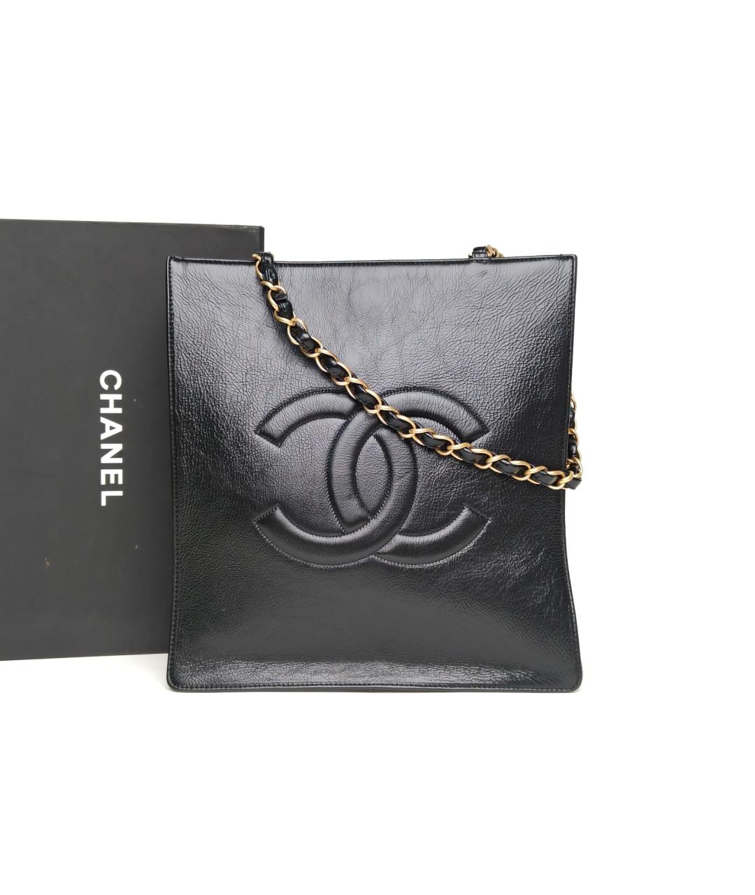 CHANEL Черная кожаная сумка тоут, фото 8