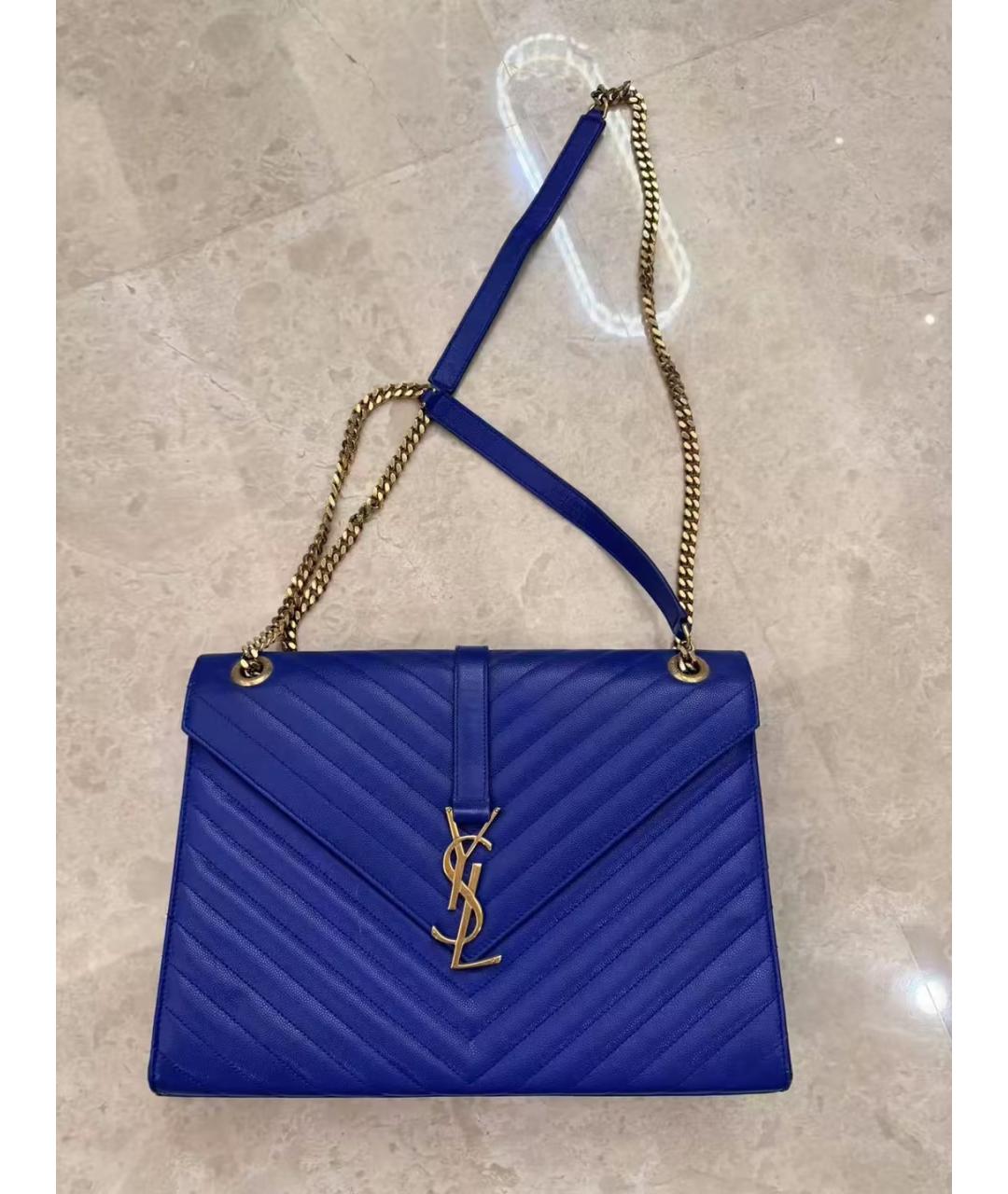 SAINT LAURENT Синяя кожаная сумка через плечо, фото 9