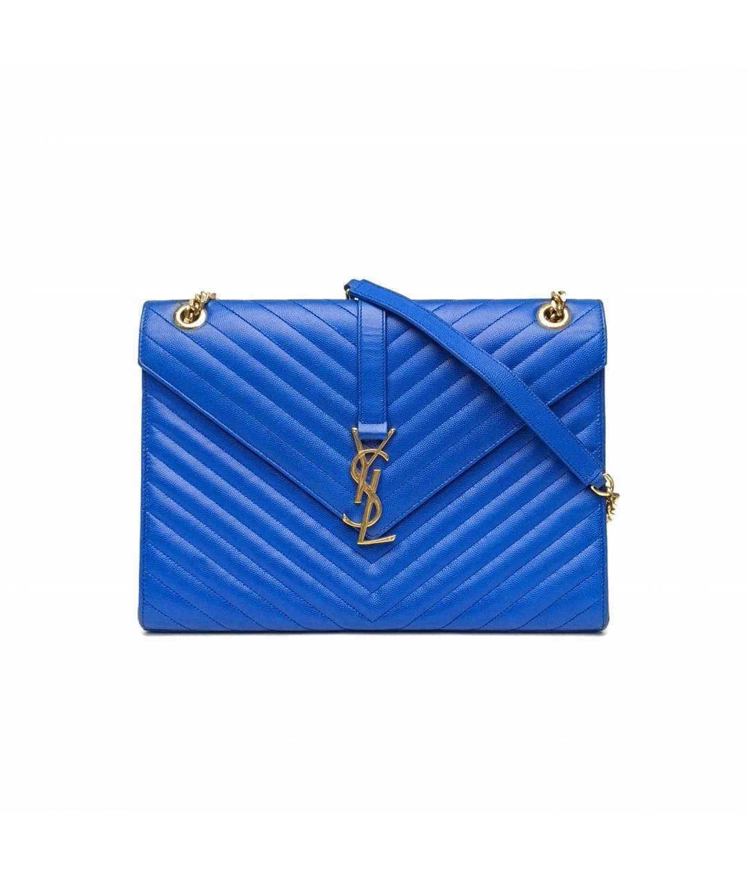 SAINT LAURENT Синяя кожаная сумка через плечо, фото 2