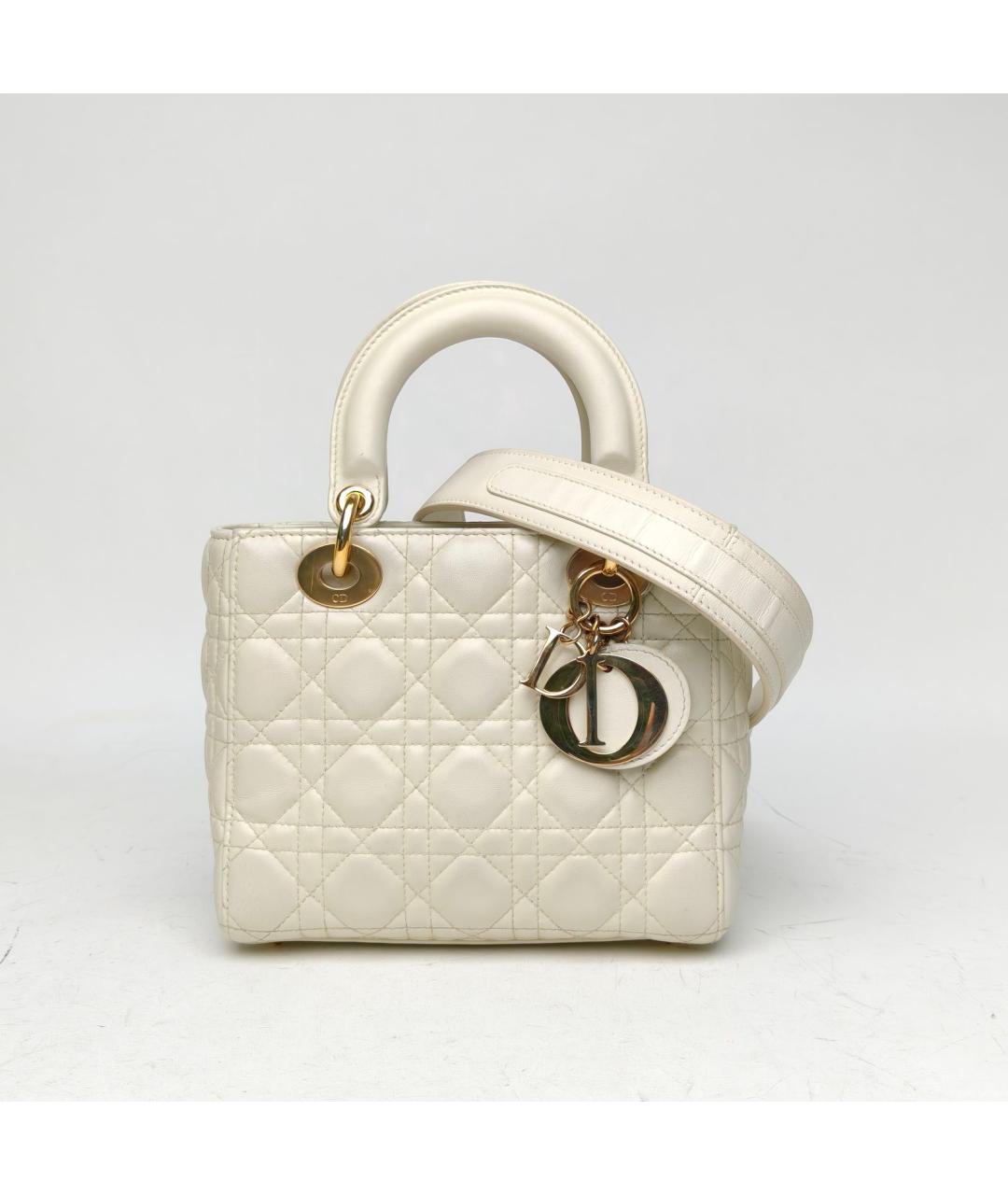 CHRISTIAN DIOR Белая кожаная сумка через плечо, фото 2