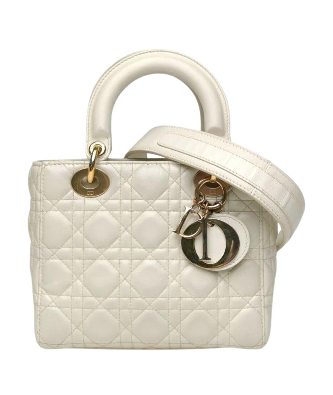 CHRISTIAN DIOR Белая кожаная сумка через плечо, фото 1