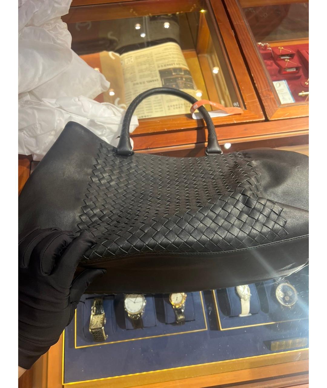 BOTTEGA VENETA Черная кожаная сумка через плечо, фото 8