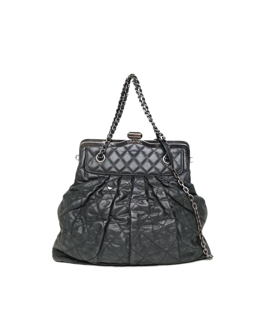 CHANEL Антрацитовая кожаная сумка через плечо, фото 9