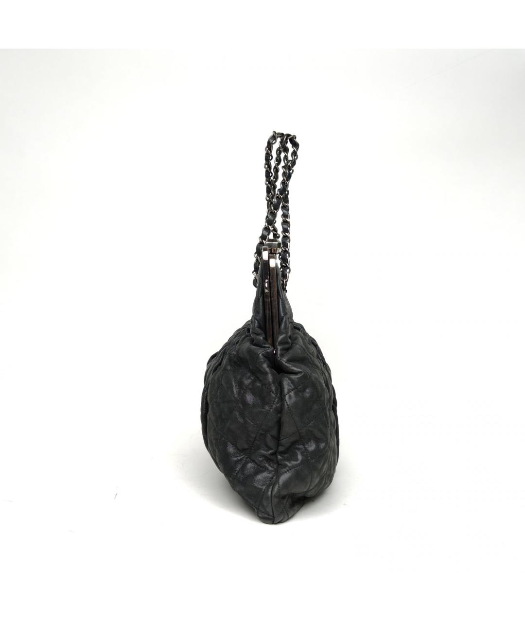 CHANEL Антрацитовая кожаная сумка через плечо, фото 5