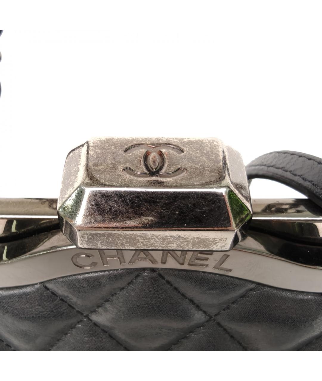 CHANEL Антрацитовая кожаная сумка через плечо, фото 7