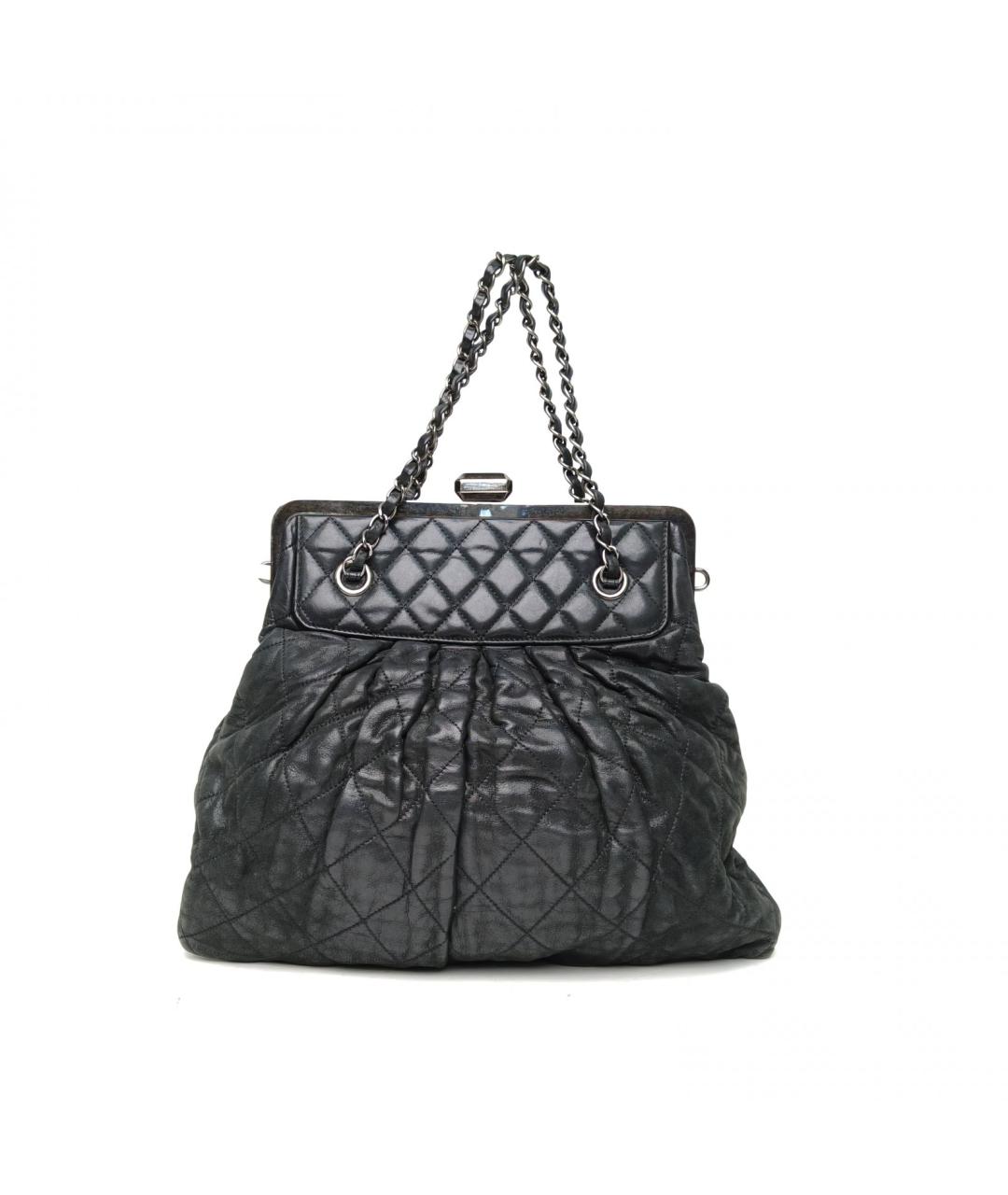 CHANEL Антрацитовая кожаная сумка через плечо, фото 4