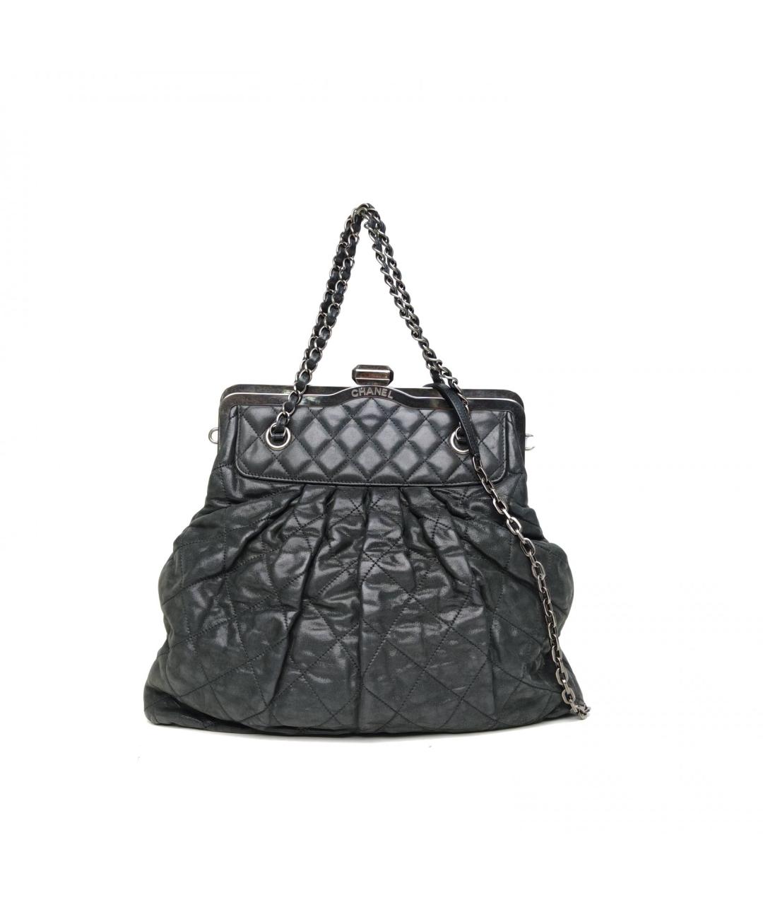 CHANEL Антрацитовая кожаная сумка через плечо, фото 2