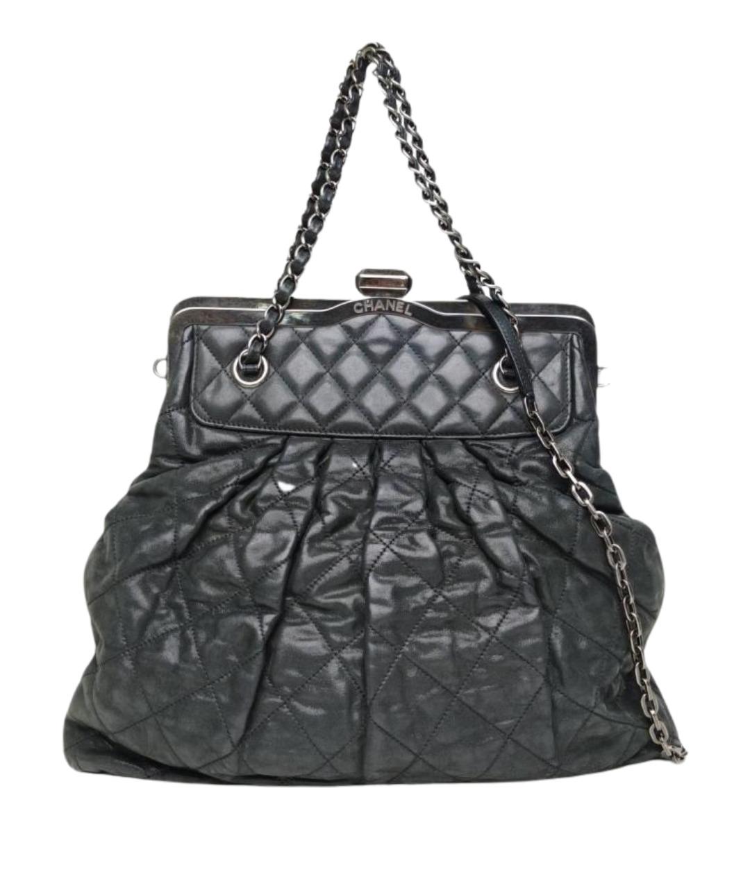 CHANEL Антрацитовая кожаная сумка через плечо, фото 1