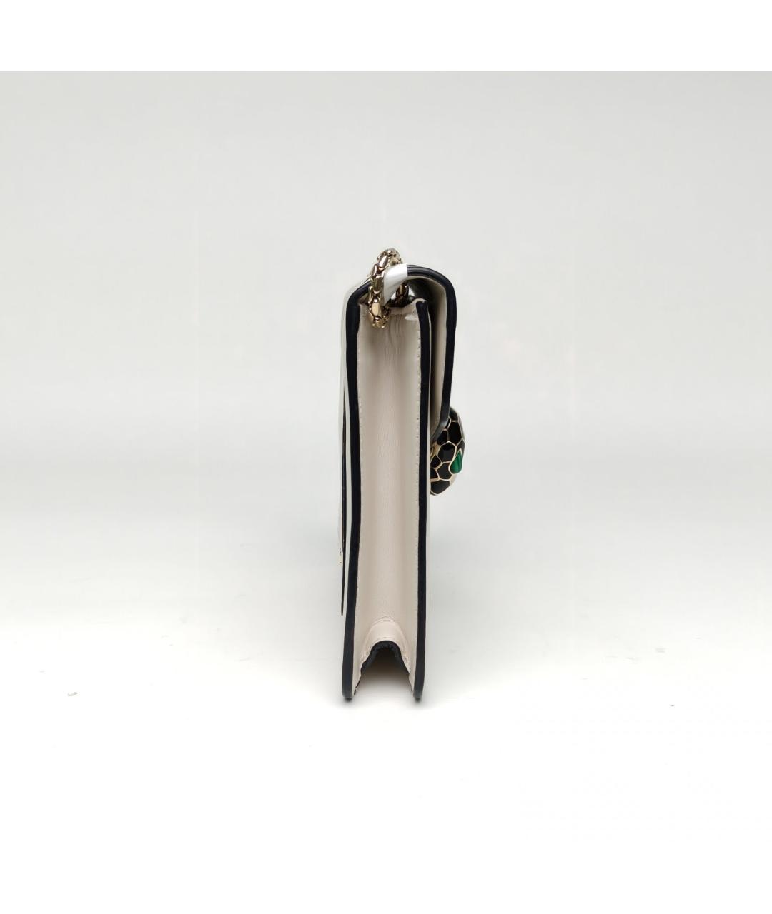 BVLGARI Белая кожаная сумка через плечо, фото 3