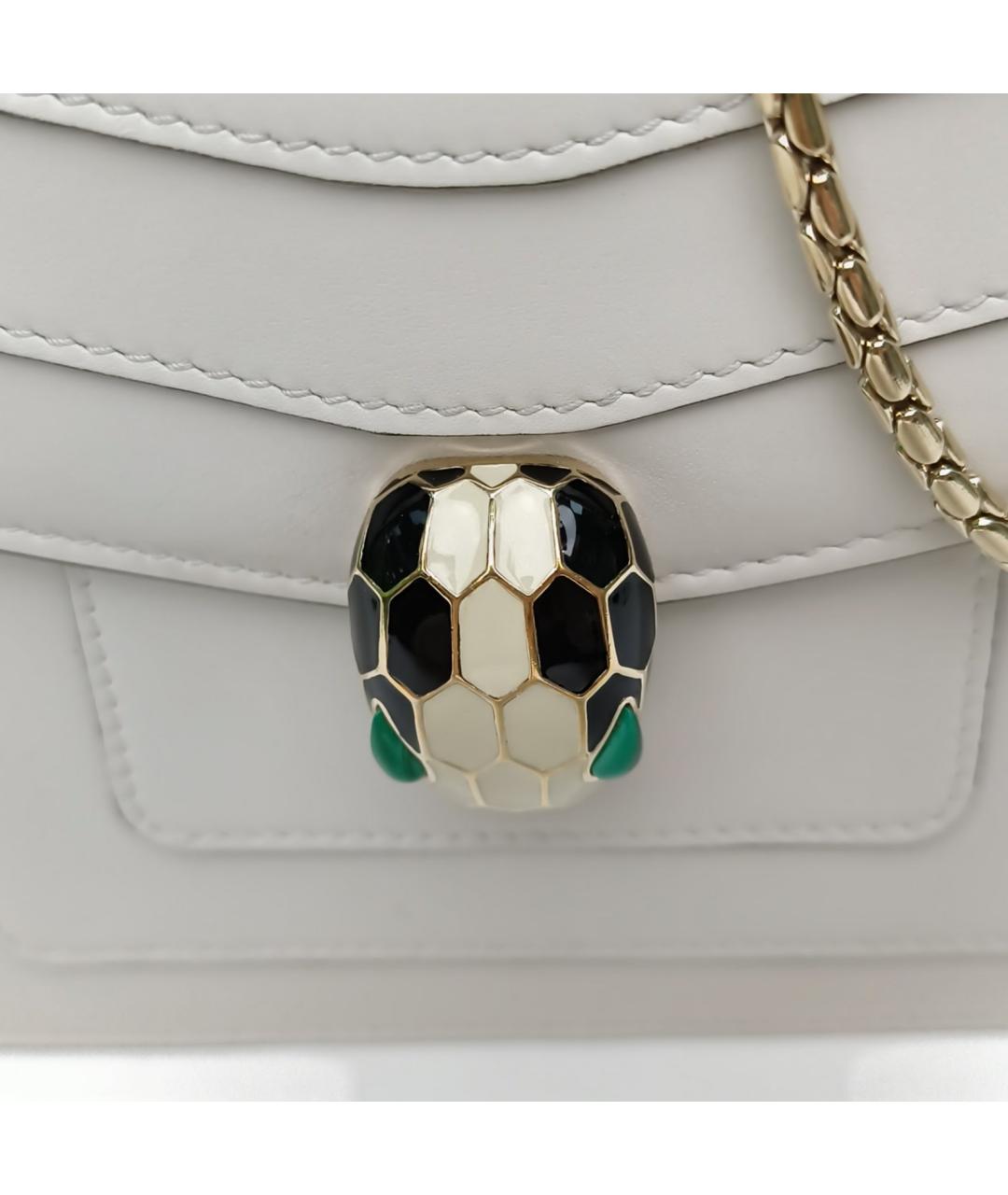 BVLGARI Белая кожаная сумка через плечо, фото 8