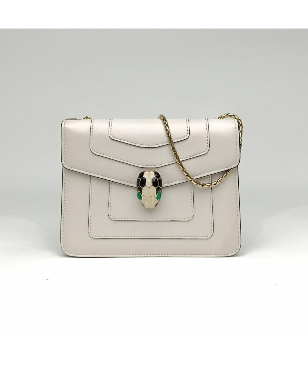 BVLGARI Белая кожаная сумка через плечо, фото 2