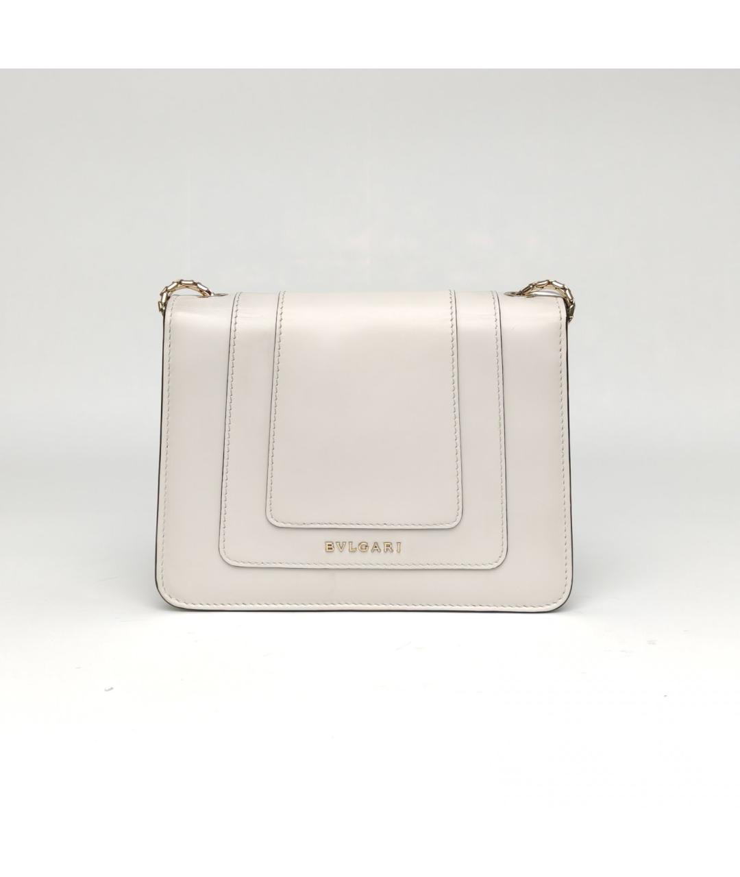 BVLGARI Белая кожаная сумка через плечо, фото 4