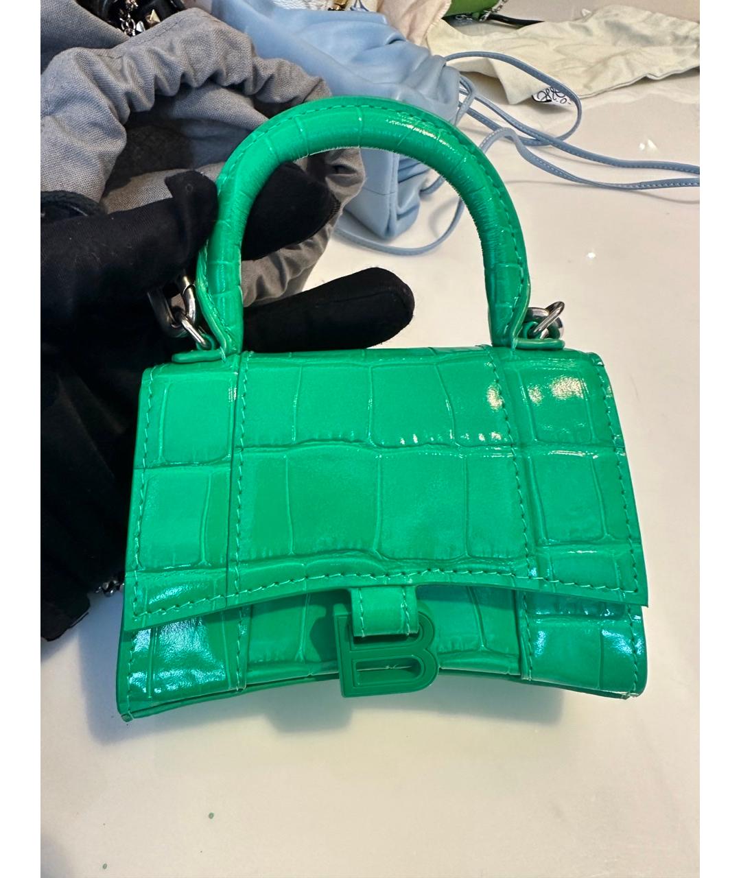BALENCIAGA Зеленая кожаная сумка через плечо, фото 6