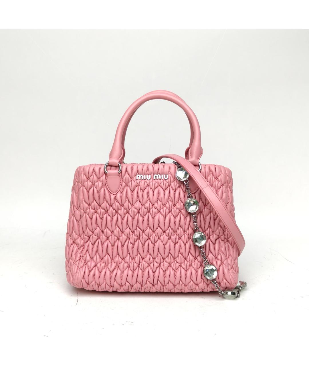 MIU MIU Розовая кожаная сумка с короткими ручками, фото 2
