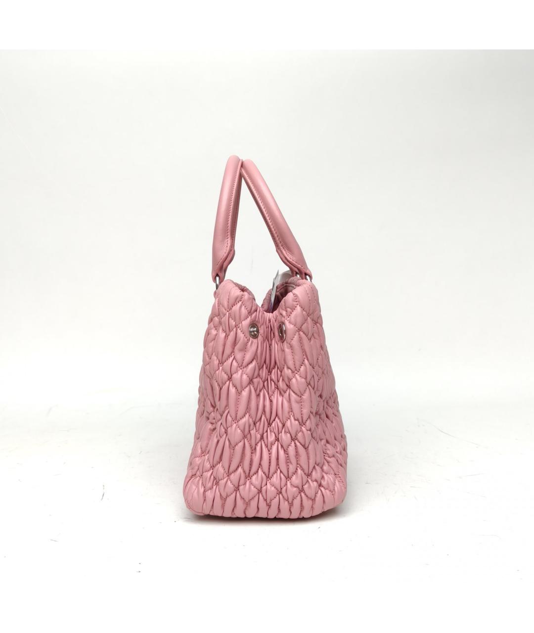 MIU MIU Розовая кожаная сумка с короткими ручками, фото 3