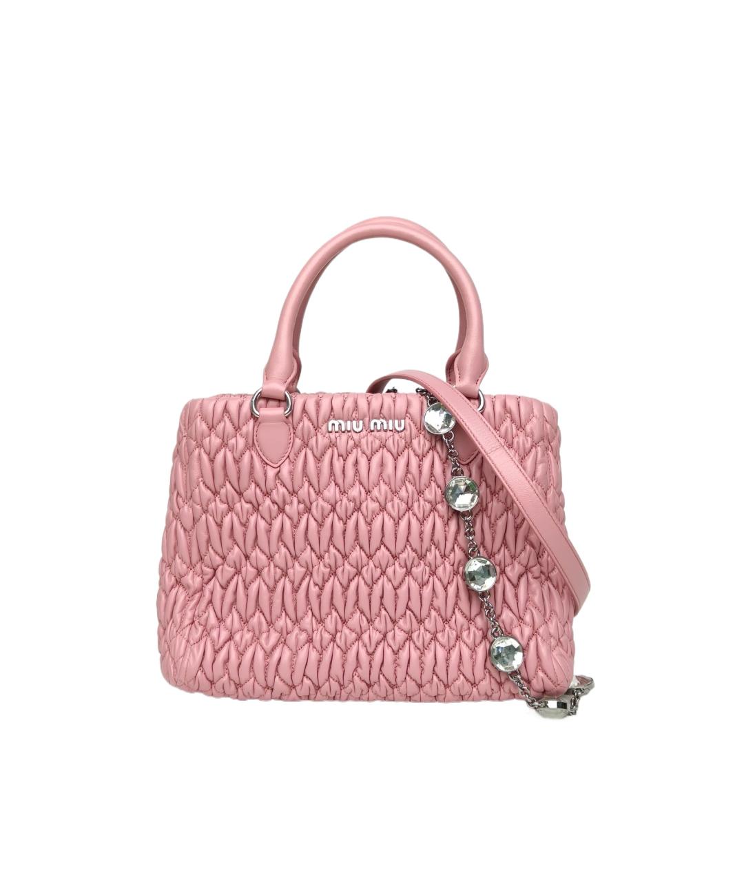 MIU MIU Розовая кожаная сумка с короткими ручками, фото 10