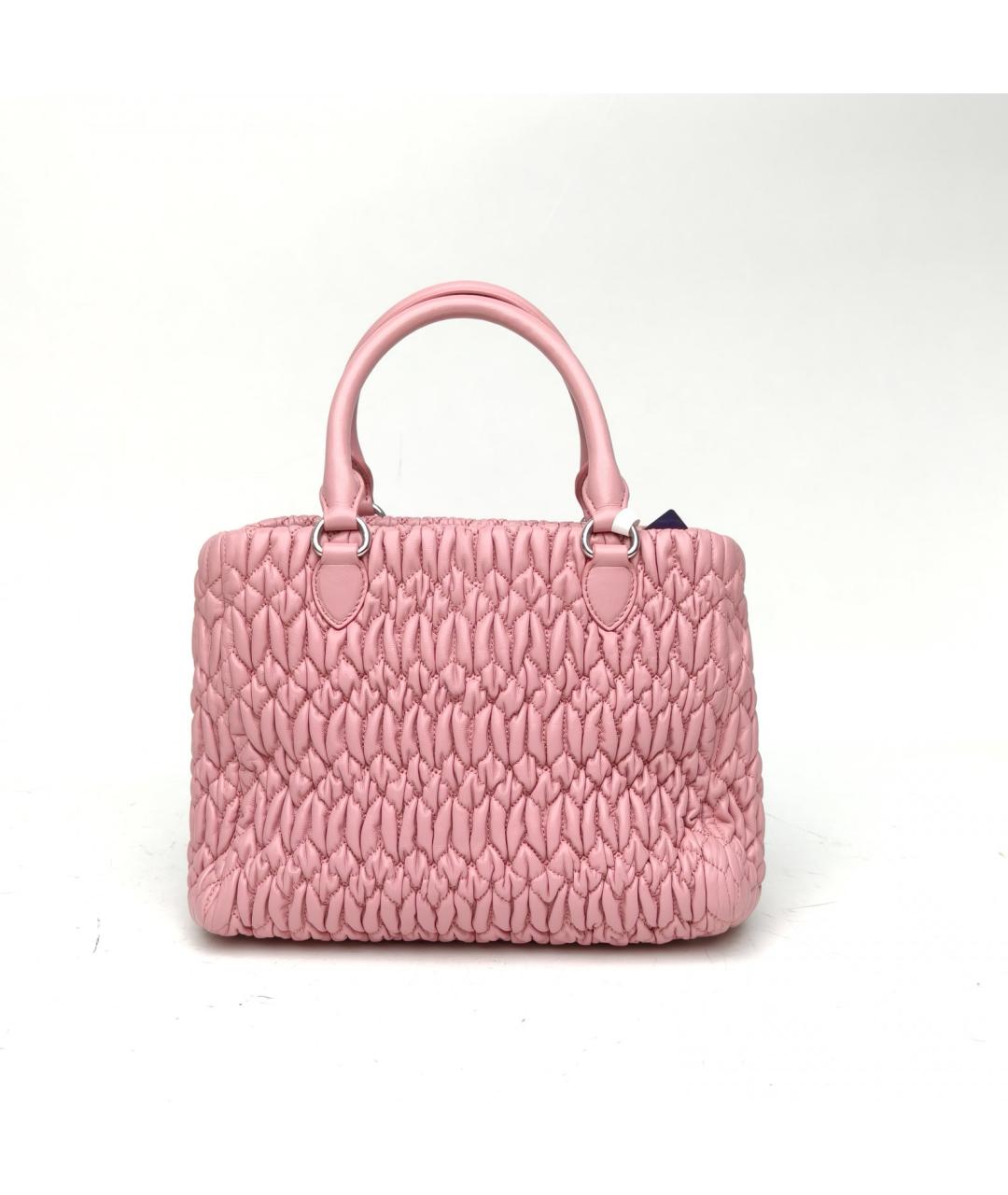 MIU MIU Розовая кожаная сумка с короткими ручками, фото 4
