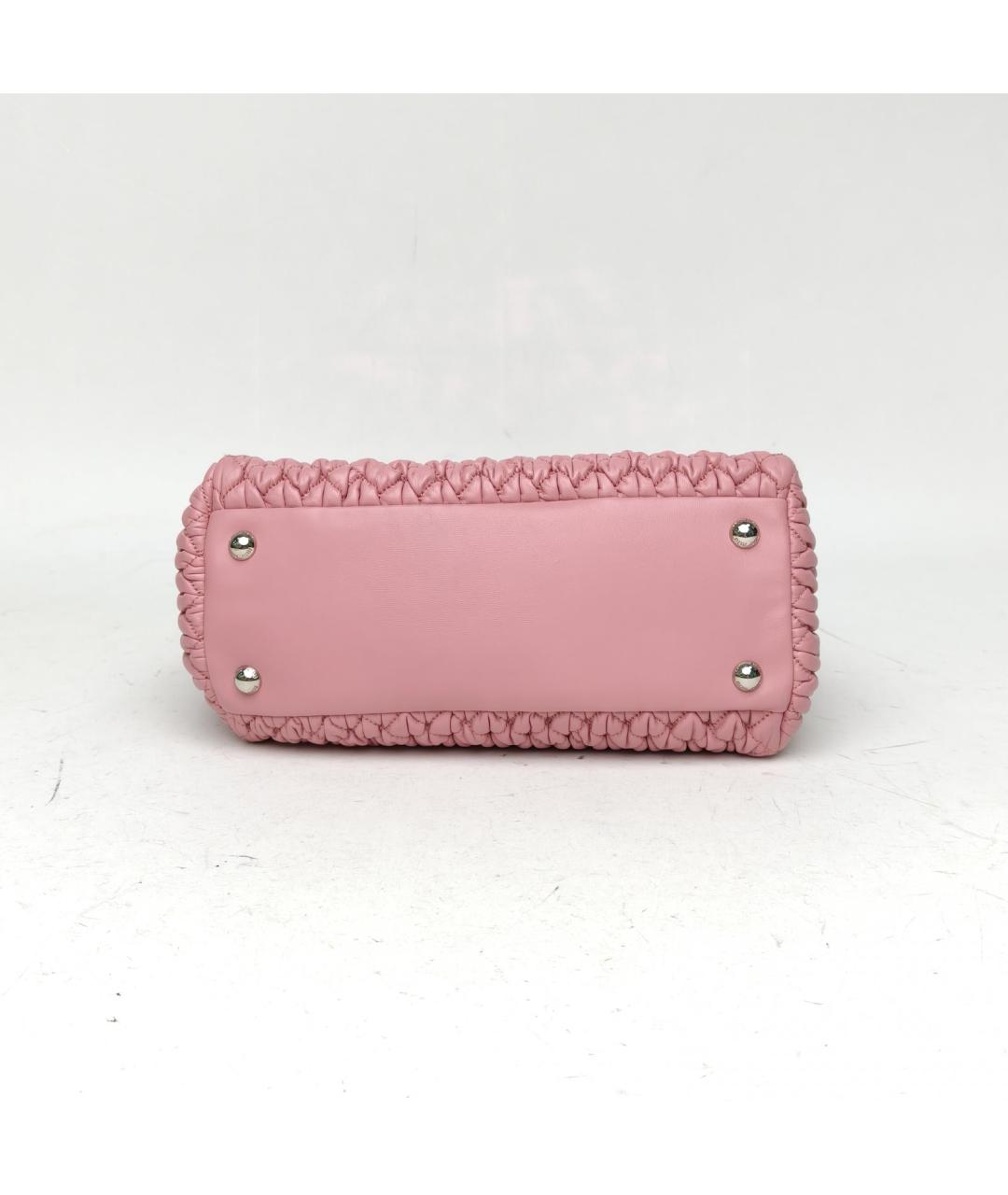 MIU MIU Розовая кожаная сумка с короткими ручками, фото 6