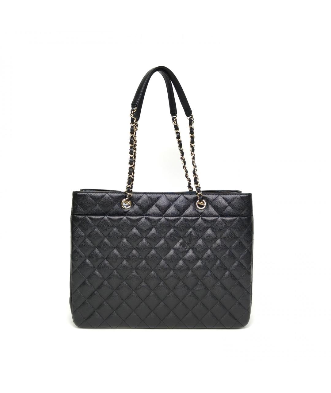 CHANEL Черная кожаная сумка тоут, фото 4