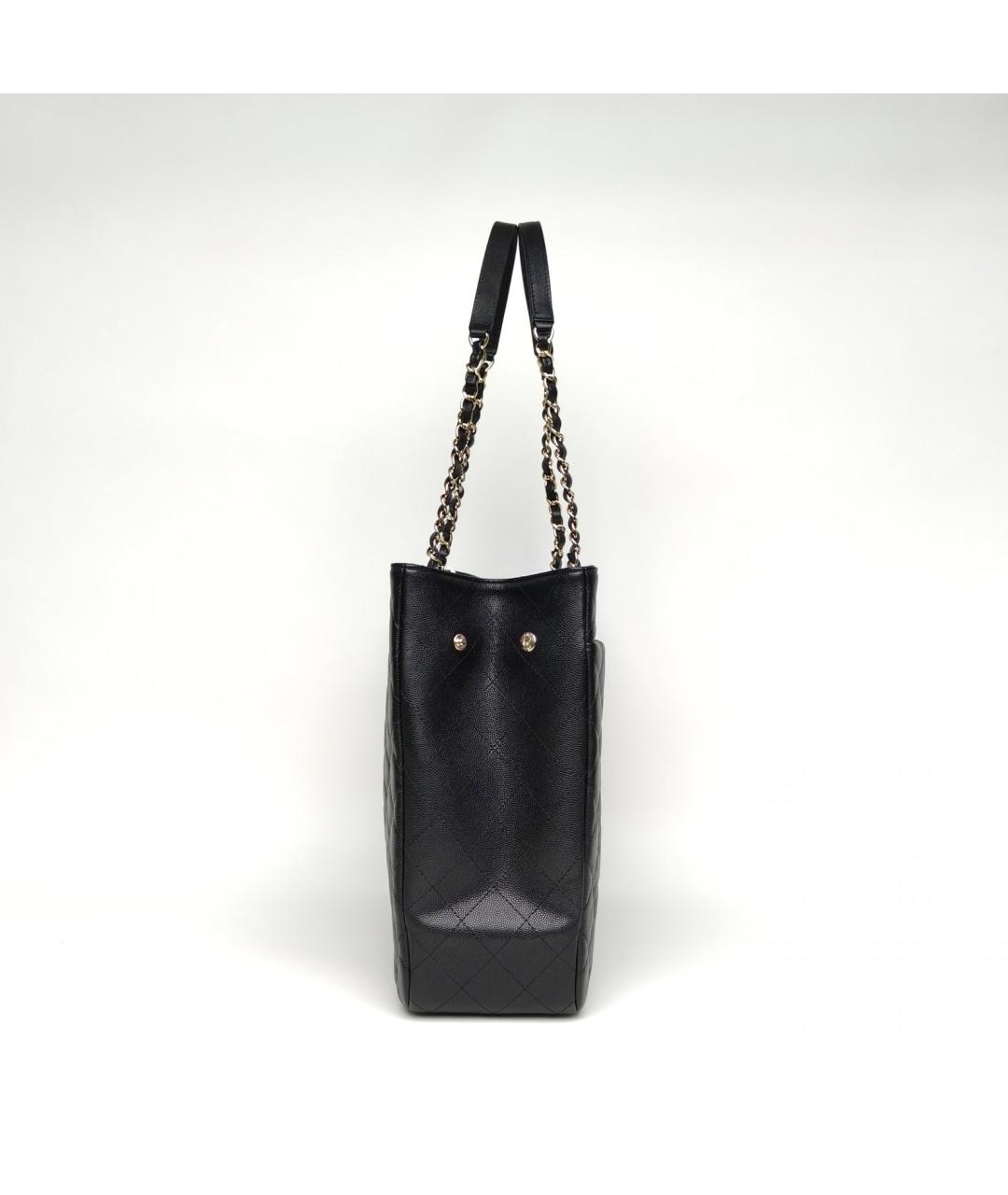 CHANEL Черная кожаная сумка тоут, фото 3